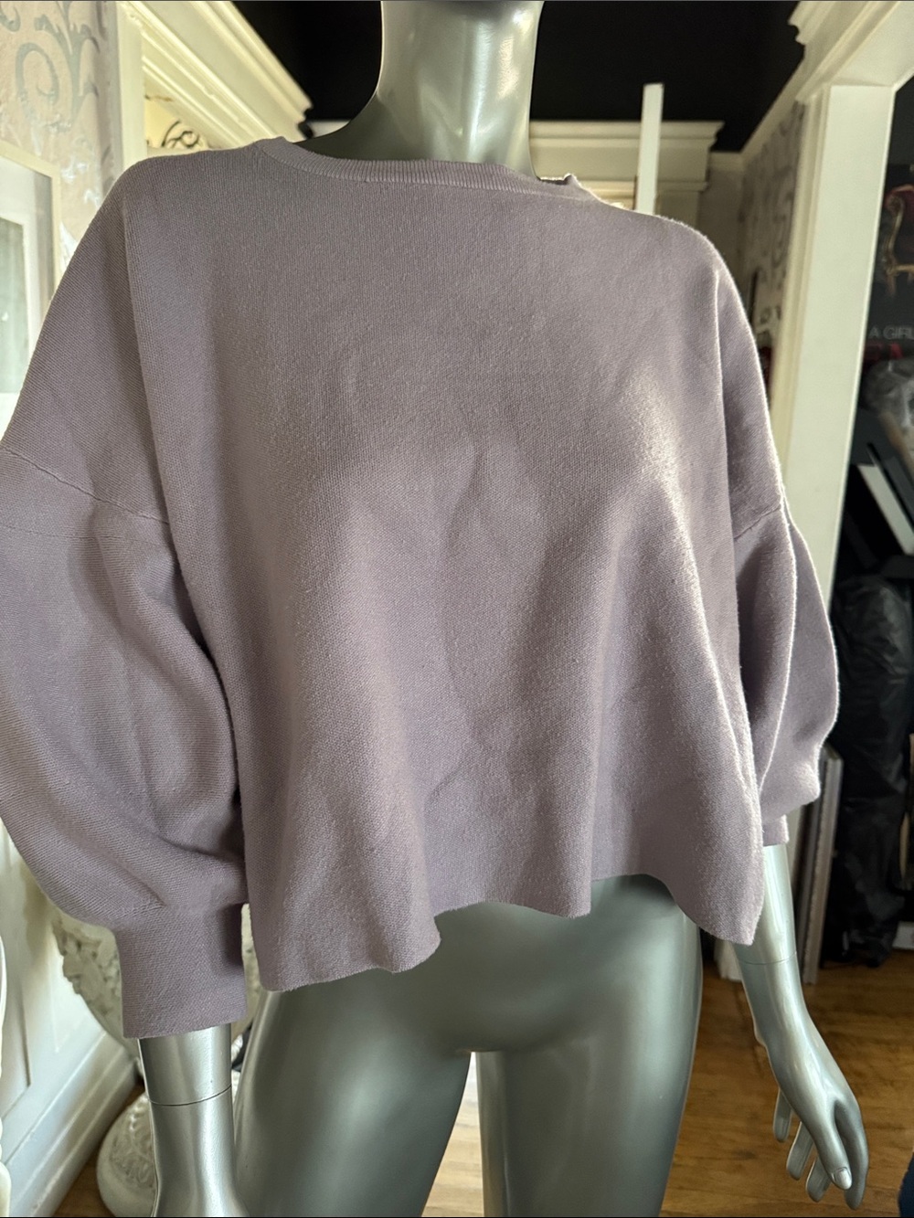 Balloon sleeve Women's Sweater - Casual Crewneck